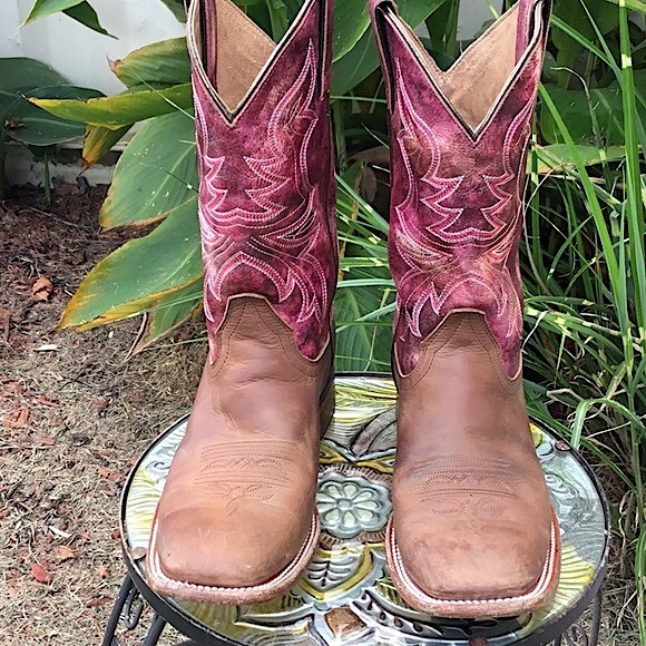 Shyanne Women’s Stryke Square Toe Brown & Pink Western Boots - Picture 4 of 16